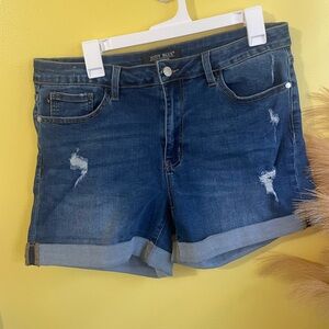 Judy Blue Women's Distressed Denim Shorts - Dark Blue